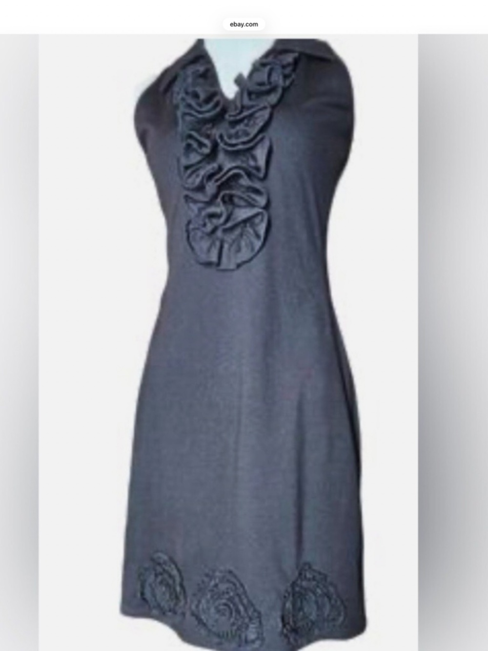 Samuel Dong Little Black Dress with Rosette Ruffles Details Party/Cocktail